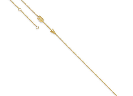 14K Polished Arrow Anklet Plus Extender (Style ANK275-9)