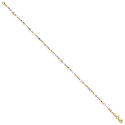 14K Two-Tone Polished Twisted Link Anklet Plus Extender