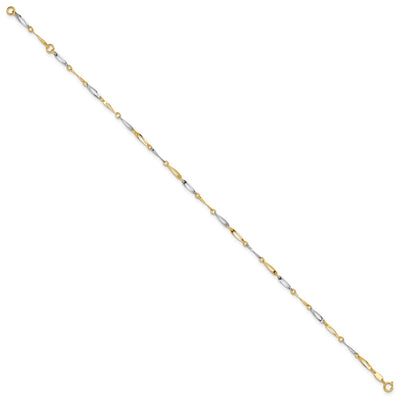 14K Two-Tone Polished Oval Twist Link Anklet Plus Extender