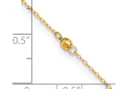 14K Mirror Beads 3-Station Anklet Plus Heart Dangle Extender (Style ANK326-9)