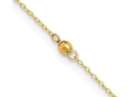 14K Mirror Beads 3-Station Anklet Plus Heart Dangle Extender (Style ANK326-9)