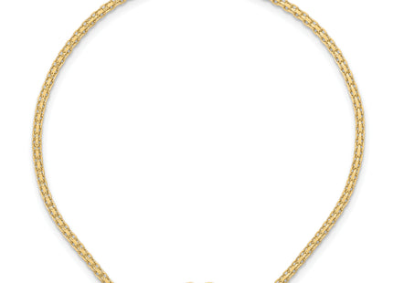 14k Polished Filigree Heart and Bismark Chain Anklet