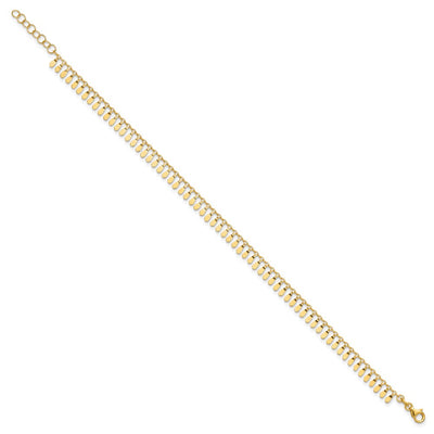 14K Polished Fancy Dangle Anklet Plus Extender