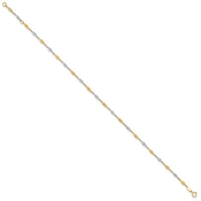 14K Two-tone Polished Diamond-cut Infinity Link Anklet Plus Extender