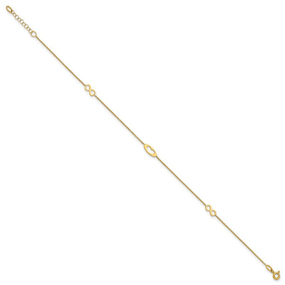 14K Polished Infinity and Heart Anklet with Extender