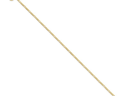 14k Figaro Link Chain with Dangling Puffed Heart Anklet (Style ANK66-9)