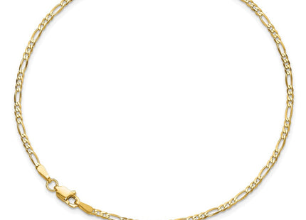 14k Figaro Link Chain with Dangling Puffed Heart Anklet (Style ANK66-9)