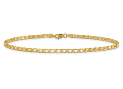 14K gold heart bracelet, further view