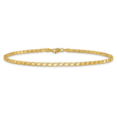 14K Polished Double-Sided Heart 5.5in Child's Bracelet, 5.5 x 3mm