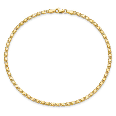 14K Polished Double-Sided Heart 5.5in Child's Bracelet, 5.5 x 3mm