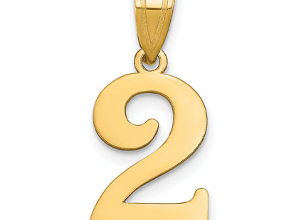 14k Polished Number 2 Pendant, 17.06 x 10.79mm