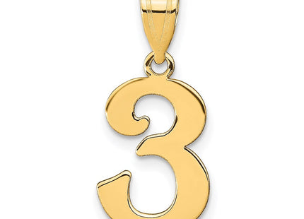 14K gold number 3 pendant