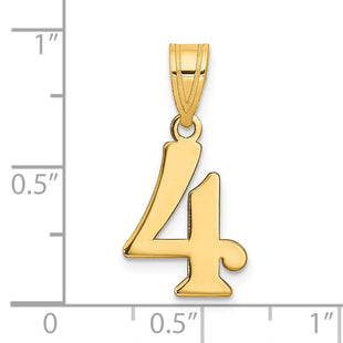 14k Polished Number 4 Pendant (Style APN04)
