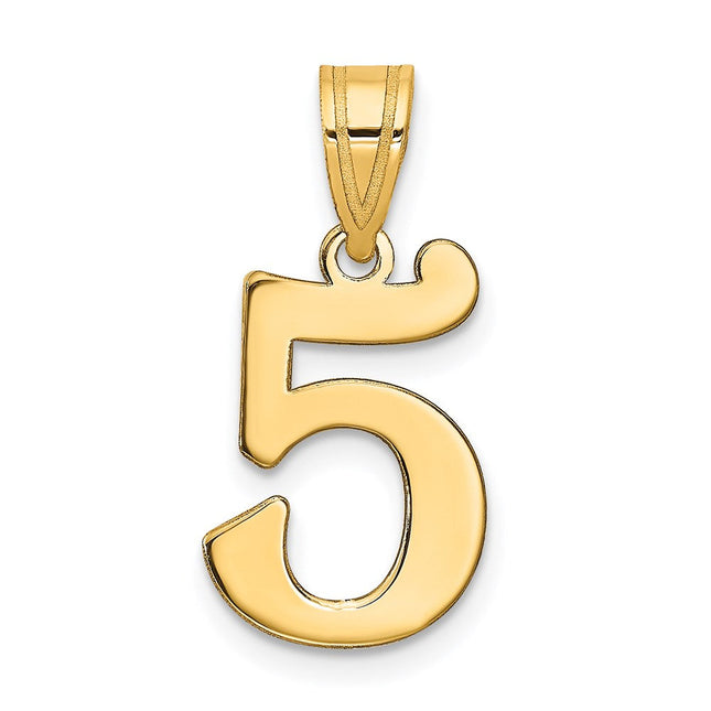 14k Polished Number 5 Pendant, 18.73 x 4.47mm