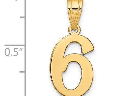 14k Polished Number 6 Pendant, 17.6 x 10.75mm