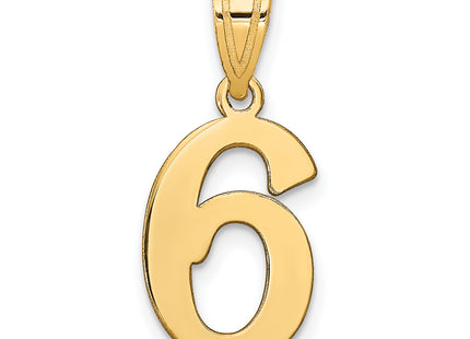 14k Polished Number 6 Pendant, 17.6 x 10.75mm