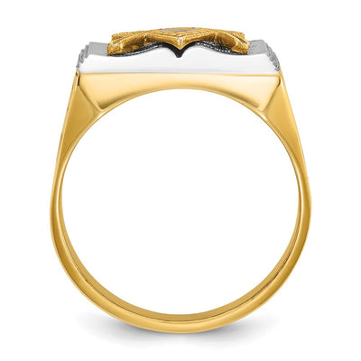IBGoodman 14K Two-tone Men's Polished and Textured with Blue Enamel Blue Lodge Master Masonic Ring
