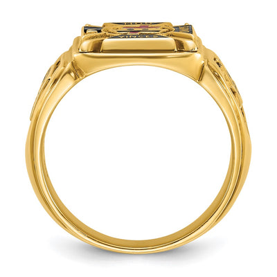 IBGoodman 14K Men's Polished and Textured with Multi-color Enamel Knights Templar Masonic Ring