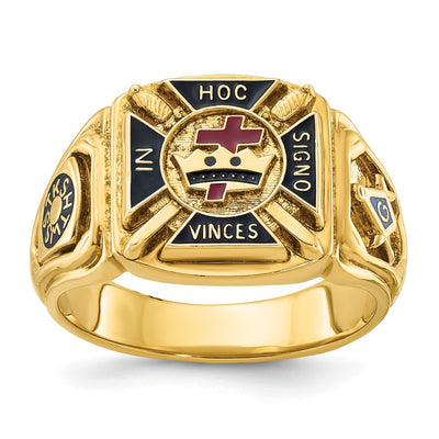 IBGoodman 14K Men's Polished and Textured with Multi-color Enamel Knights Templar Masonic Ring