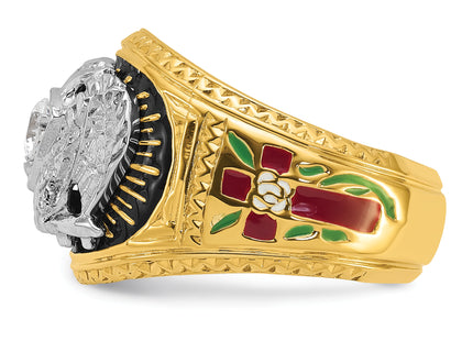 IBGoodman 14k Two-tone Men's Polished and Textured with Multi-color Enamel and Diamond 32nd Degree Scottish Rite Masonic