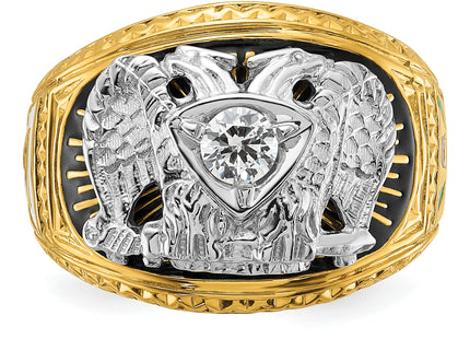 IBGoodman 14k Two-tone Men's Polished and Textured with Multi-color Enamel and Diamond 32nd Degree Scottish Rite Masonic