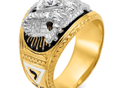 IBGoodman 14k Two-tone Men's Polished and Textured with Multi-color Enamel and Diamond 32nd Degree Scottish Rite Masonic