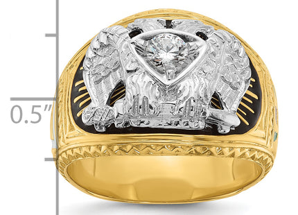 IBGoodman 14k Two-tone Men's Polished and Textured with Multi-color Enamel and Diamond 32nd Degree Scottish Rite Masonic