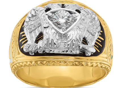 IBGoodman 14k Two-tone Men's Polished and Textured with Multi-color Enamel and Diamond 32nd Degree Scottish Rite Masonic