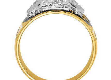 IBGoodman 14K Two-tone Men's Polished and Textured with Multi-color Enamel and Diamond 32nd Degree Scottish Rite Masonic Ring