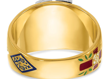 IBGoodman 14K Two-tone Men's Polished and Textured with Multi-color Enamel and Diamond 32nd Degree Scottish Rite Masonic Ring