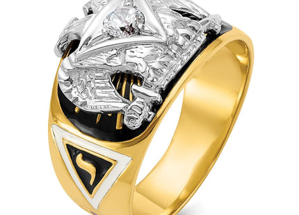 IBGoodman 14K Two-tone Men's Polished and Textured with Multi-color Enamel and Diamond 32nd Degree Scottish Rite Masonic Ring