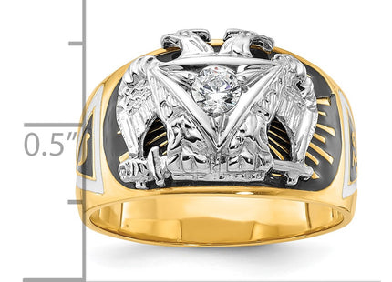 IBGoodman 14K Two-tone Men's Polished and Textured with Multi-color Enamel and Diamond 32nd Degree Scottish Rite Masonic Ring