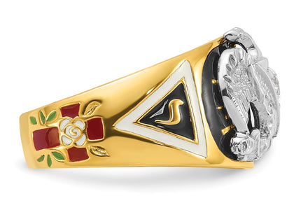 IBGoodman 14K Two-tone Men's Polished and Textured with Multi-color Enamel and Diamond 32nd Degree Scottish Rite Masonic Ring