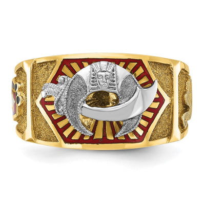 IBGoodman 14K Two-tone Men's Polished and Textured with Multi-color Enamel Masonic Shriner's Ring