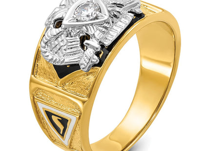 IBGoodman 14k Two-tone Men's Polished and Textured with Multi-color Enamel and Diamond 32nd Degree Scottish Rite Masonic Ring (Style B02420B-4YWAA)