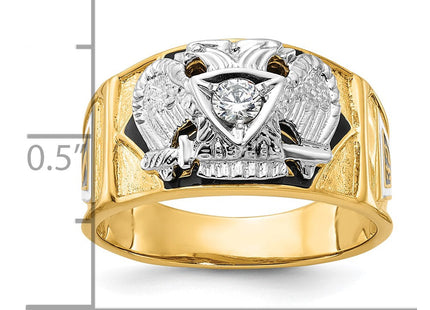 IBGoodman 14k Two-tone Men's Polished and Textured with Multi-color Enamel and Diamond 32nd Degree Scottish Rite Masonic Ring (Style B02420B-4YWAA)