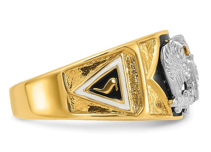 IBGoodman 14k Two-tone Men's Polished and Textured with Multi-color Enamel and Diamond 32nd Degree Scottish Rite Masonic Ring (Style B02420B-4YWAA)