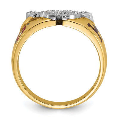 IBGoodman 14K Two-tone Men's Polished with Multi-color Enamel and Diamond Masonic Shriner's Ring