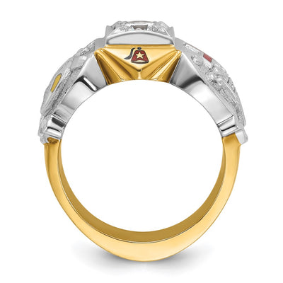 IBGoodman 14K Two-tone Men's Polished and Textured with Multi-color Enamel and Diamond Knights Templar Masonic Shriner's Ring