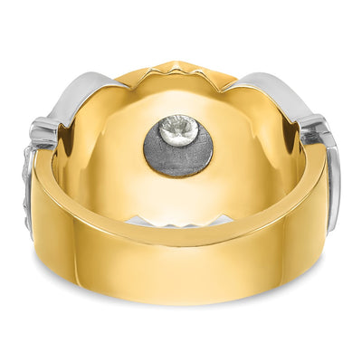 IBGoodman 14K Two-tone Men's Polished and Textured with Multi-color Enamel and Diamond Knights Templar Masonic Shriner's Ring