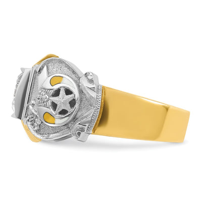 IBGoodman 14K Two-tone Men's Polished and Textured with Multi-color Enamel and Diamond Masonic Shriner's Ring