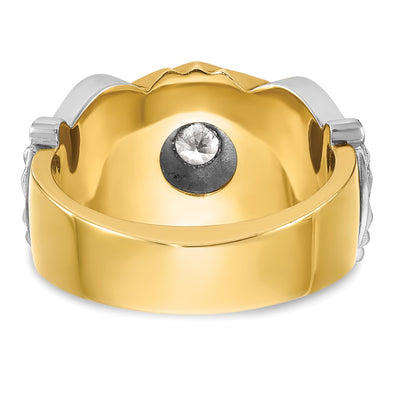 IBGoodman 14K Two-tone Men's Polished and Textured with Multi-color Enamel and Diamond Masonic Shriner's Ring