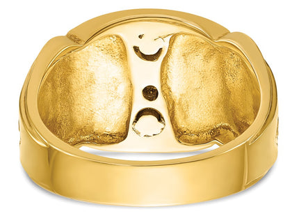 IBGoodman 14K Two-tone Men's Polished and Textured with Blue and Black Enamel Diamond Blue Lodge Master Masonic Ring