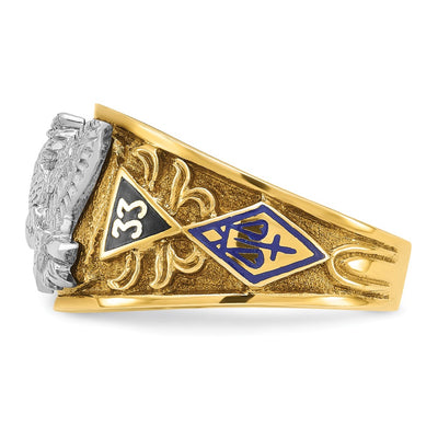 IBGoodman 14K Two-tone Men's Polished and Textured with Multi-color Enamel Active 33rd Degree Masonic Ring