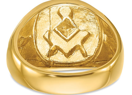 IBGoodman 14K with White Rhodium Men's Polished and Textured Diamond Blue Lodge Master Masonic Ring