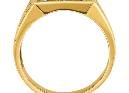 IBGoodman 14k with White Rhodium Men's Polished and Textured Diamond Blue Lodge Master Masonic Ring (Style B02588-4YAA)