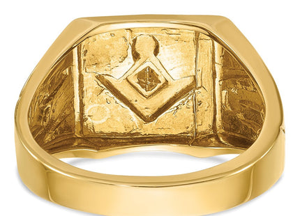 IBGoodman 14k with White Rhodium Men's Polished and Textured Diamond Blue Lodge Master Masonic Ring (Style B02588-4YAA)