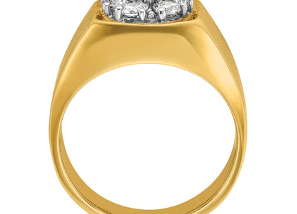 IBGoodman 14k Two-tone Men's Polished and Satin Round 1 Carat AA Quality Diamond Cluster Ring
