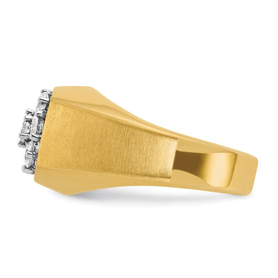 IBGoodman 14K Two-tone Men's Polished and Satin Round 1 Carat AA Quality Diamond Cluster Ring
