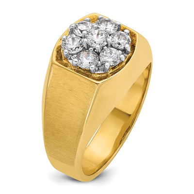IBGoodman 14K Two-tone Men's Polished and Satin Round 1 Carat AA Quality Diamond Cluster Ring